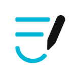 Logo of a digital note-taking app featuring a stylized pen and horizontal lines representing text.